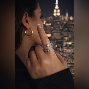 Pandora 925 ALE Open Wrap Ring CZ Sparkle Size 5